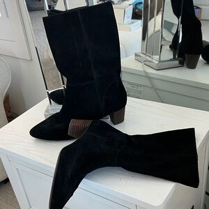 NEW suede like leather ! 
Lucky Brand Black Heeled Boots leather